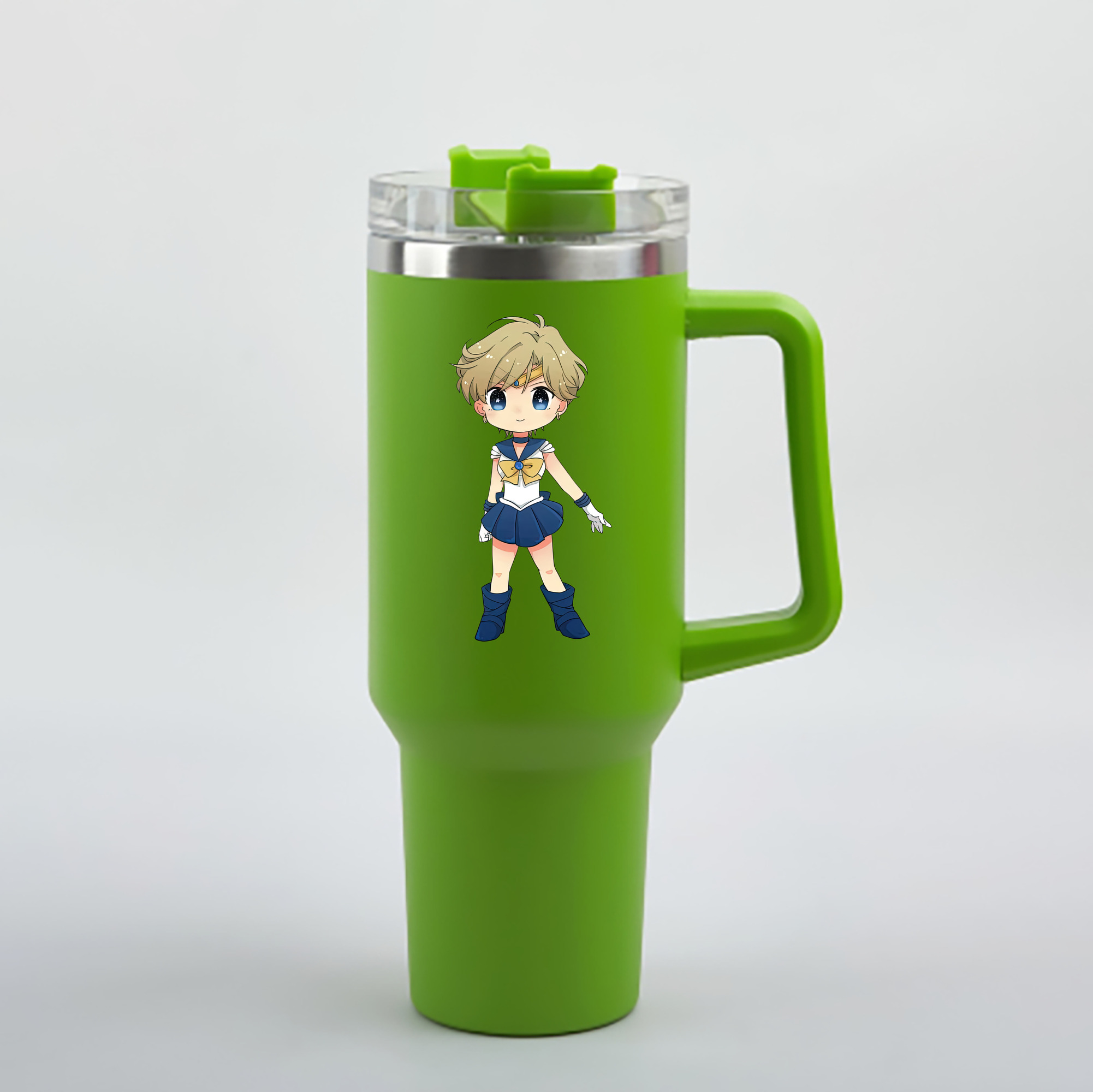 （画像用） 美少女戦士セーラームーン 天王はるか Sailor Moon Tenoh Haruka 1200mL車用タンブラー - クリスタルステッカー（プラスチックストロー付き）